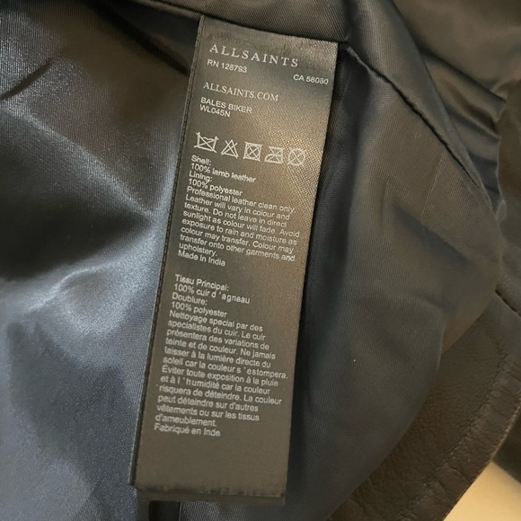 AllSaints Bales Biker Jacket in Black, Size 2 - Picture 7 of 15